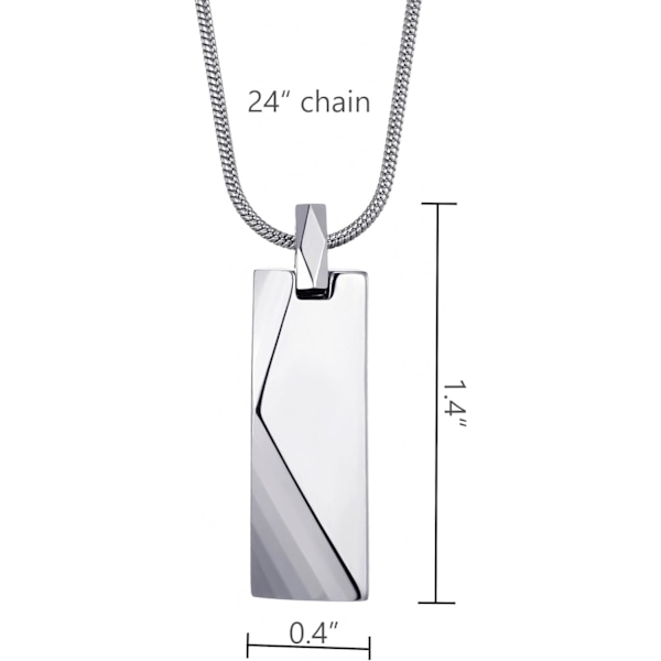 Tungsten Stål Bar Henger Halskjede for Menn Tungsten Halskjede 24 Tommers Slankekjede Tungsten silver