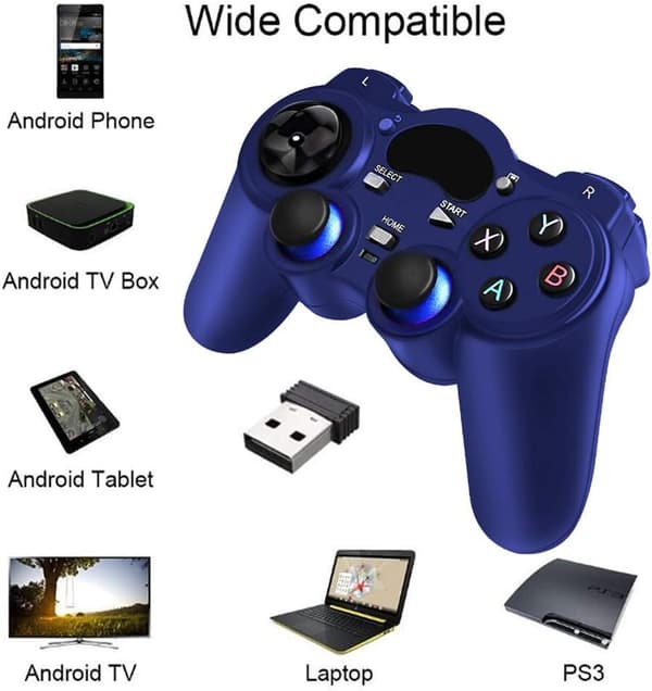 USB 2.4G trådløs spillkontroller 2-pakning for PC/bærbar datamaskin (Windows XP/7/8/10)/ Android / PS3 & Steam Joystick Gamepad for pc Games Controller C