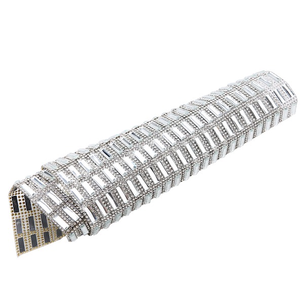 5*15mm Hvid Glas Rhinestone Trim Crystal Hotfix Strass Mesh Banding Sticker Appliques Sheet