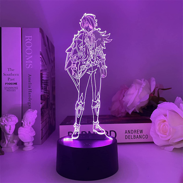 3D-lampa för barn Genshin Impact Kaeya Cosplay nattlampa 3D LED-illusionlampa Spel för sovrumsdekoration Atmosfäriska nattlampor Touch 7 färger