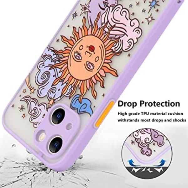 Kompatibel med iPhone 13 Cover Mat Klar Design Sol Måne