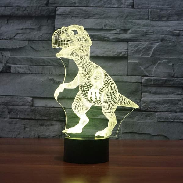 3D LED Dinosaur Optisk Illusion Natlampe, 7 Farveskift