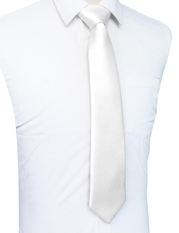 Enfärgad formell herrslips, 3,15\" × 57\" Jacquardvävd satinpolyester viktad slips, elegant halsduk för affärer, bröllop, B white