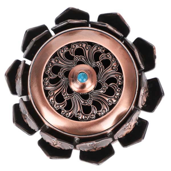 Koppar Rökelsebrännare Retro Lotus Styling med Lock Eldfast Bomull Inomhus Hemmakontor Prydnad