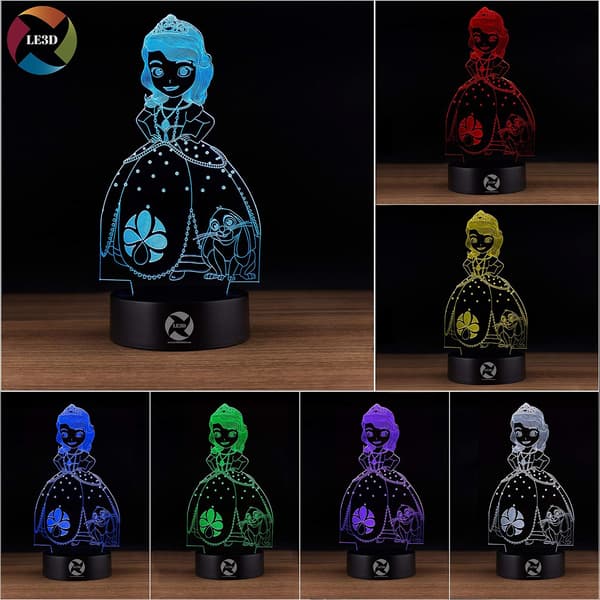 3D Optisk Illusions Natlampe - 7 LED Farveskiftende Lampe