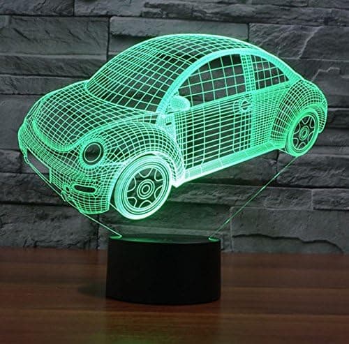 Bilformet 3D LED Natlampe Farverig Stemningslampe til Ferie