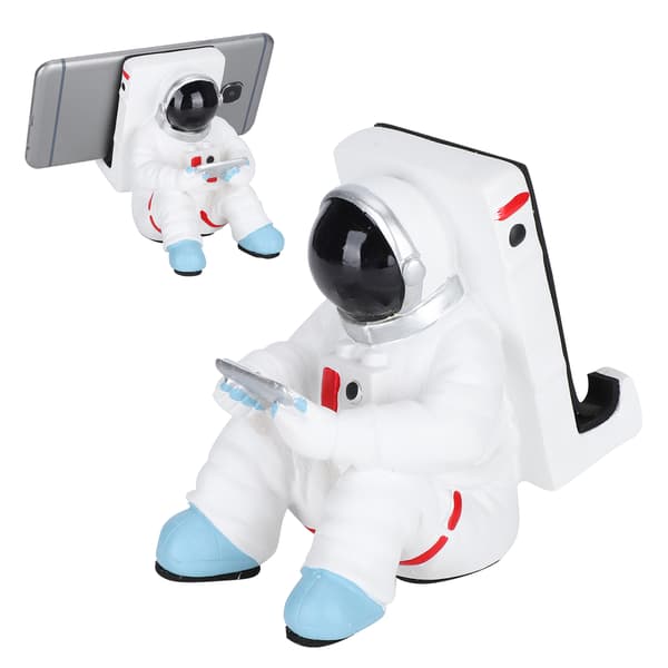 Multifunktionel mobiltelefonstativ i harpiks, astronautfigur, statue, skrivebordsstativ til telefon