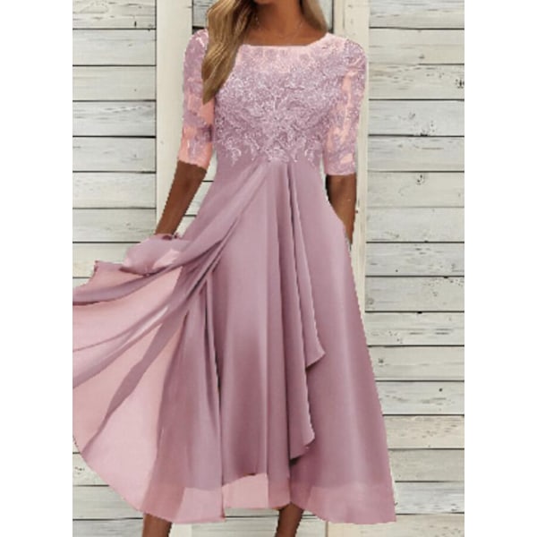 Klänning Cut-out Lång Klänning Brudtärna Festklänning (Rosa M)