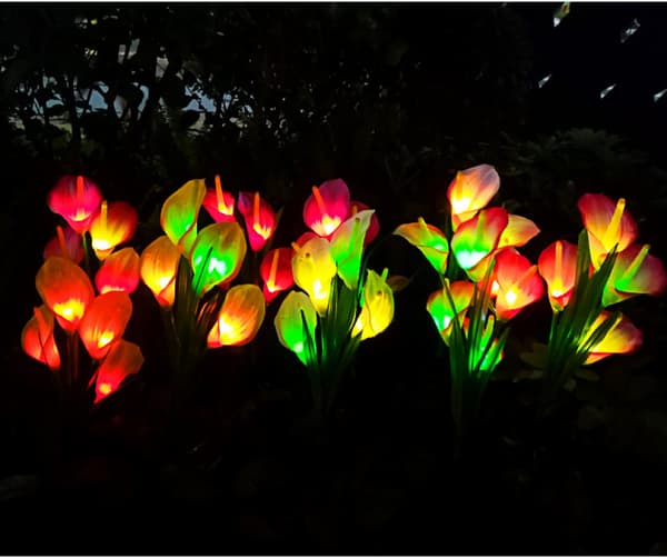 LED Solcellelys Utendørs Hage Dekorativ Blomster, Vanntett White