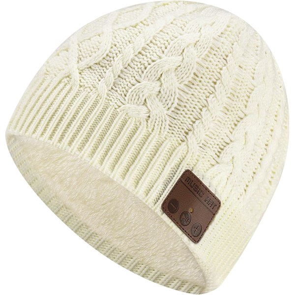 Trådløs Musik Hat Beanie Trådløse Hovedtelefoner Audio Drenge Piger Vinterhue med Højttaler Mic Håndfri Udendørs Sport Stereo Øretelefon Varmt White