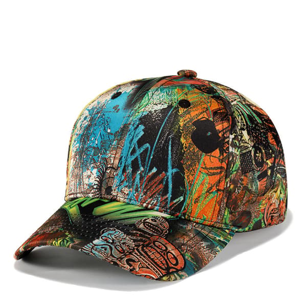 Baseballkasket med tryk, Graffiti Unisex Snapback Hip Hop Hatte C Red