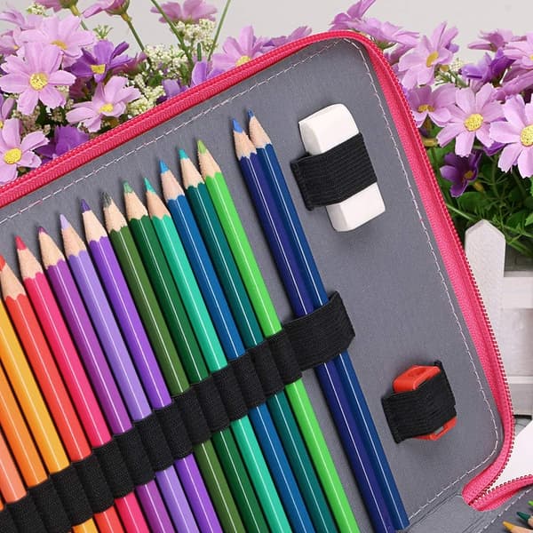 200 rum Farveblyant Organizer - Deluxe PU Læder Blyant C