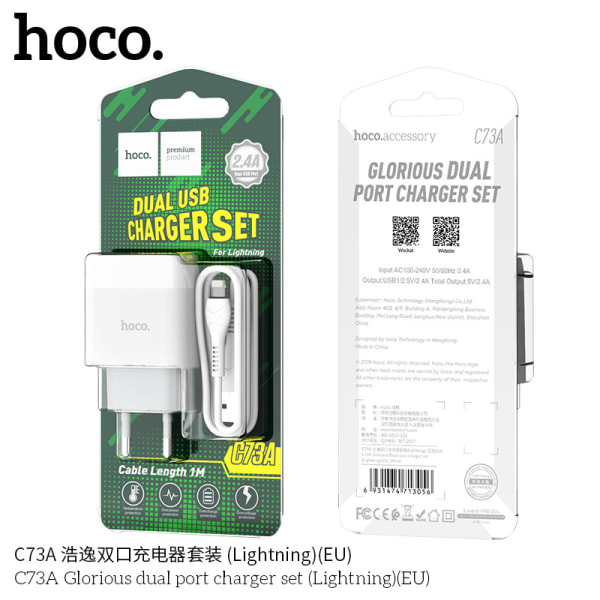 hoco. C57A europeisk standard PD+QC3.0 snabbladdare TYPE-C till