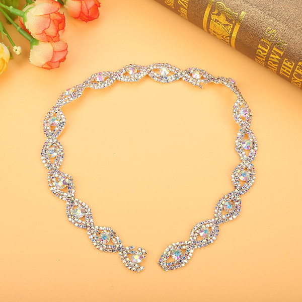 1 meter glitrende strassbåndskjede DIY-dekor 1,5 cm bredde (AB-rhinestone)