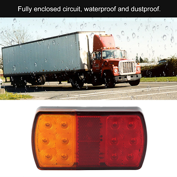12V 2W LED Baklykta Trailer Lastbil Elbil Baklykta Blinkers Stopp Bromsljus