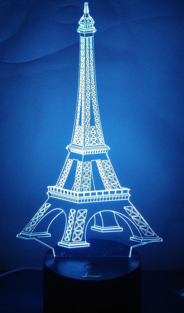 Eifel 3D Natlys LED Illusion Lampe Sengelampe Bordlampe