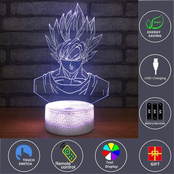 3D Optisk Illusion Tegneseriefigur Sensor Natlampe wit