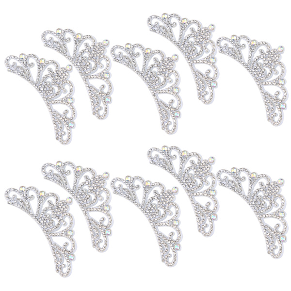10 st Rhinestones tygapplikationer kronformade lappar klädtillbehör 8,3x4,5 cm vit