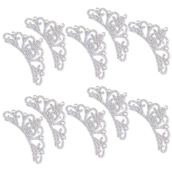 10 stk. Rhinestone klud applikation kroneformede patches tøj tilbehør 8,3x4,5 cm hvid