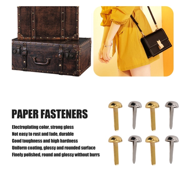 40 stk. 6mm Mini Brads Guld Sølv Galvanisering Runde Messing Metal Papir Fastgørelseselementer Brads til DIY Håndværk Scrapbooking