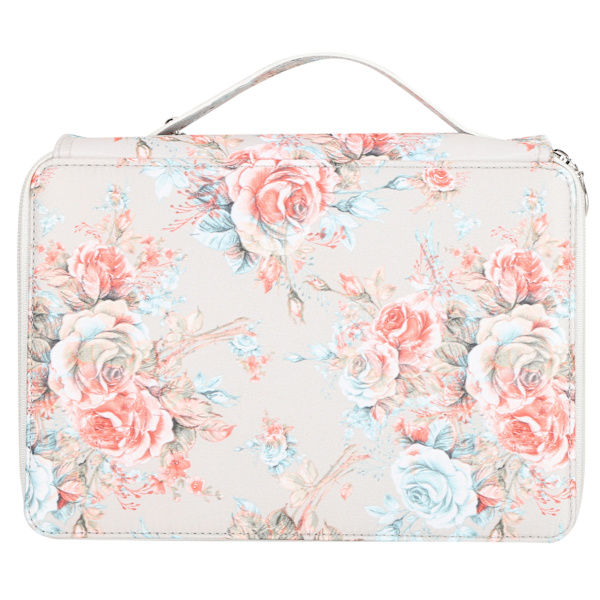 Blyantsæske 200 Slots Rose Trykt 4-Lag Zipper Pen Holder Stationery Opbevaringslomme