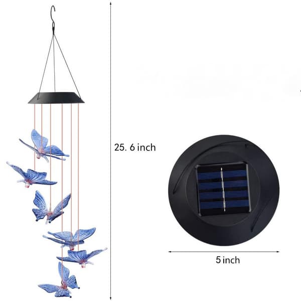 Solcells vindspel, utomhus solcells fjärilsvindspel, utomhus