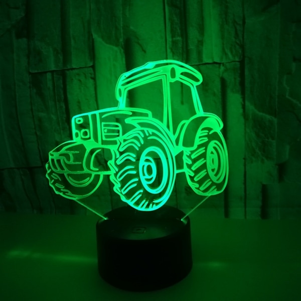 Traktor 3D nattlampa med fjärrkontroll och touch-kontroll, flera