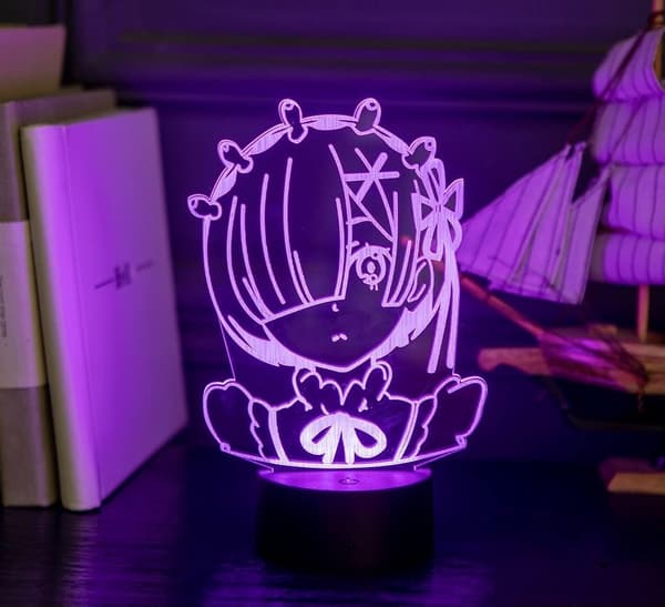 3D Nattlamper for jenter gutter Anime Rem Re Zero Figur Natt