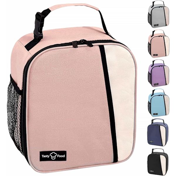 Lunchväska för kvinnor och män, återanvändbar lunchväska, lunchlåda, stor kapacitet, läckagesäker lunchväska med frontficka för arbete, kontor, picknick eller resor ( Pink
