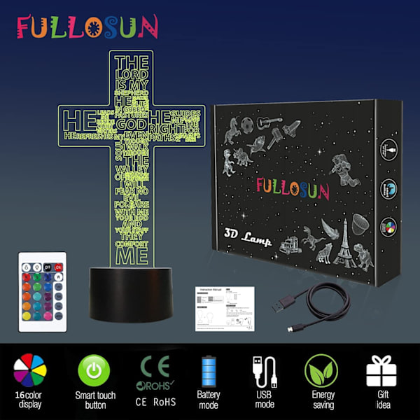 Jesuskors 3D nattlampa, Kristus optisk illusion lampor 1
