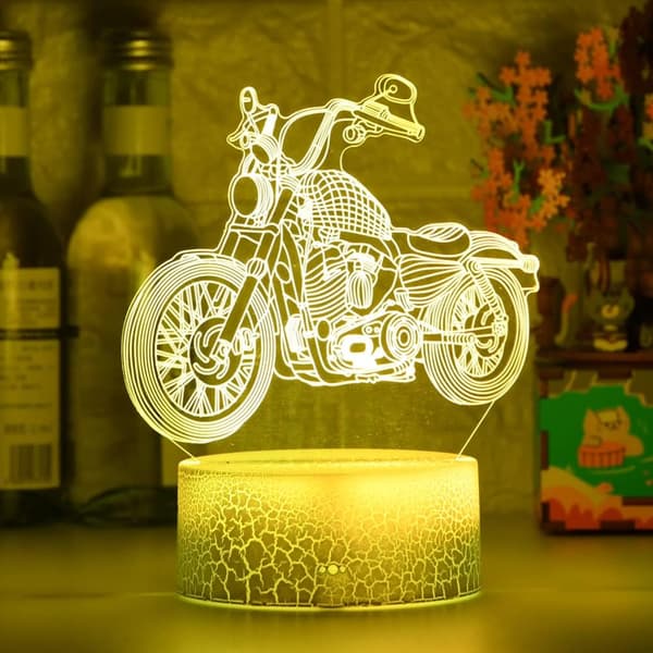 3D Illusion lampa Motorcykel Led Nattljus, Barn Sovrum