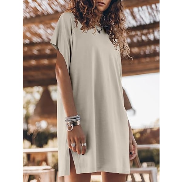 Sommar T-shirt Klänning Dam 2025 Strandsemester Reseoutfits Ledig Enkel Mjuk Mini Solklänning Överdragskläder L