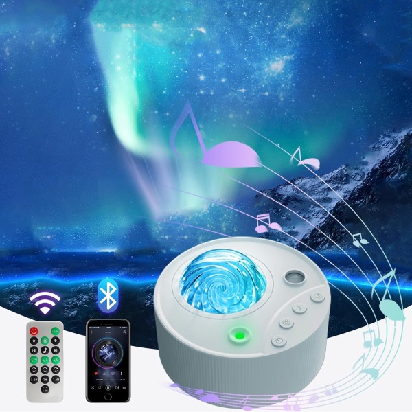 Bedroom night light projector with 14 lighting effects and remote control for the Northern Lights projector, equipped with mobile Bluetooth and timer