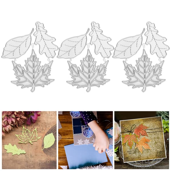 3 st DIY bladformskärande stansar Scrapbooking Prägling Kolstål Stansmall