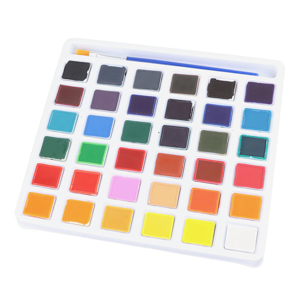 Solidt akvarel sæt 36 farver lys delikat tekstur maling pigment kit med pensel til kunstner studerende