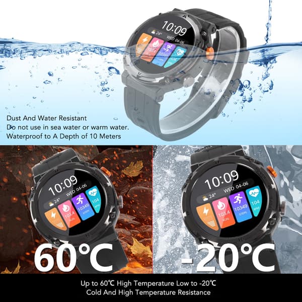 Barn Smartklocka Utomhus Damm Vatten Temperaturresistent Klocka AI Samtal Sportklocka Black