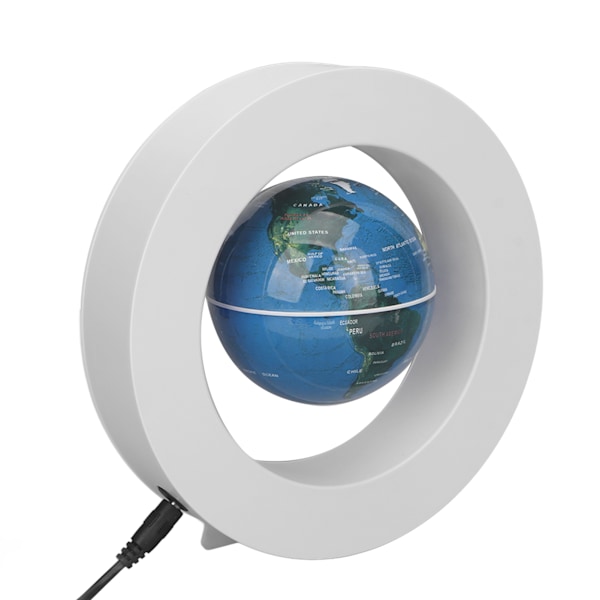 Magnetisk svevende globus hvit innebygd LED-lys frostet tekstur 3,3 tommer 12V 1A magnetisk svevende globus ornament for leketøy
