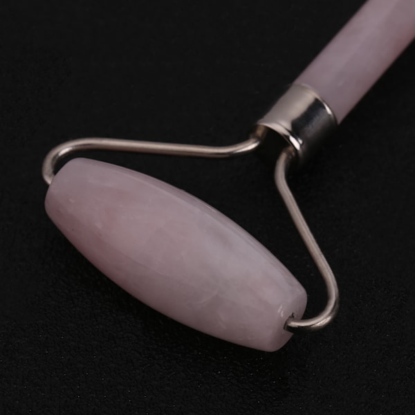 1 st Rose Quartz Crystal Dubbelhuvud Skönhetsrulle Ansikts- och Nackmassageverktyg