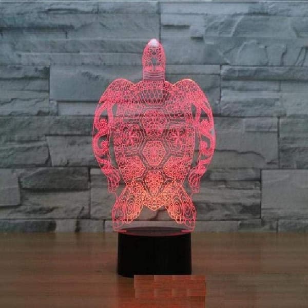 3D Ny Skildpadde Natlampe 7 Farveskift Touch Switch LED Ta