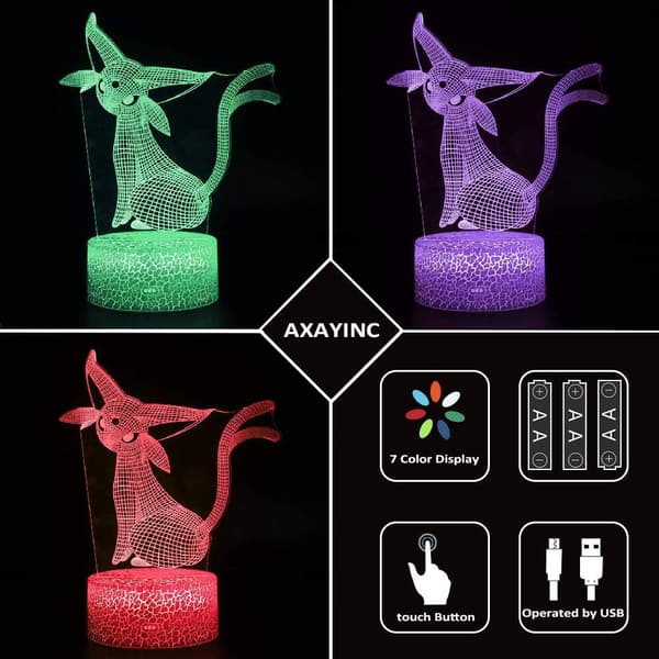 3D Natlampe LED Illusion Skrivebordslampe 7 Farveskift