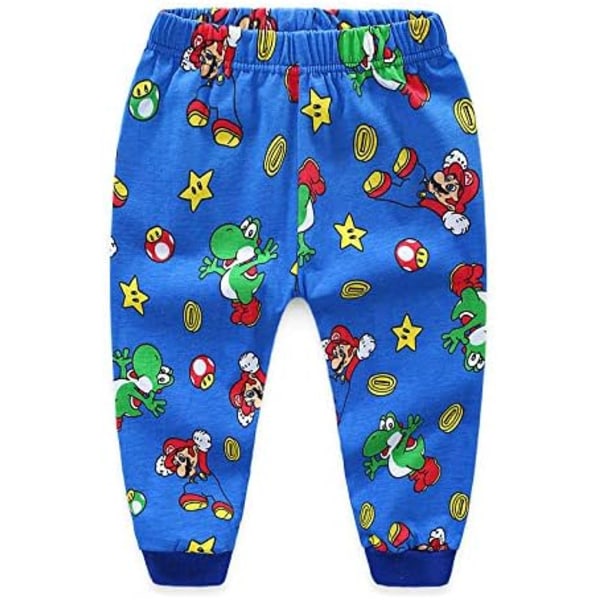 2024 Uudet Pikkupoikien Pitkähihaiset Mario-Pyjamat, Puuvillaiset Nukkumisasut Vauvoille ja Lapsille, Yllätysjoul lahja Lapsille A 5Y/110cm