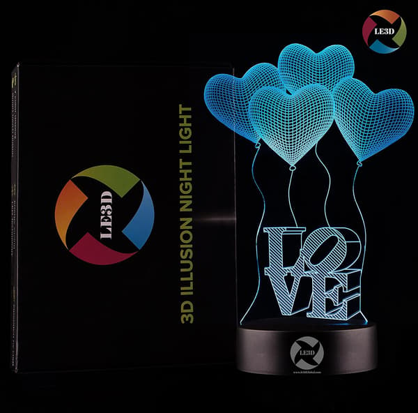 3D Optisk Illusions Natlampe - 7 LED Farveskiftende Lampe