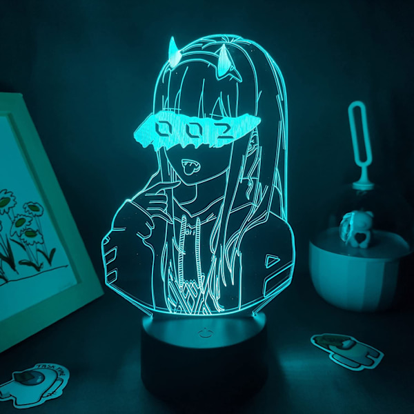 Anime Zero Two Figur 3D Lampe Nattlys Barn Jenter Være