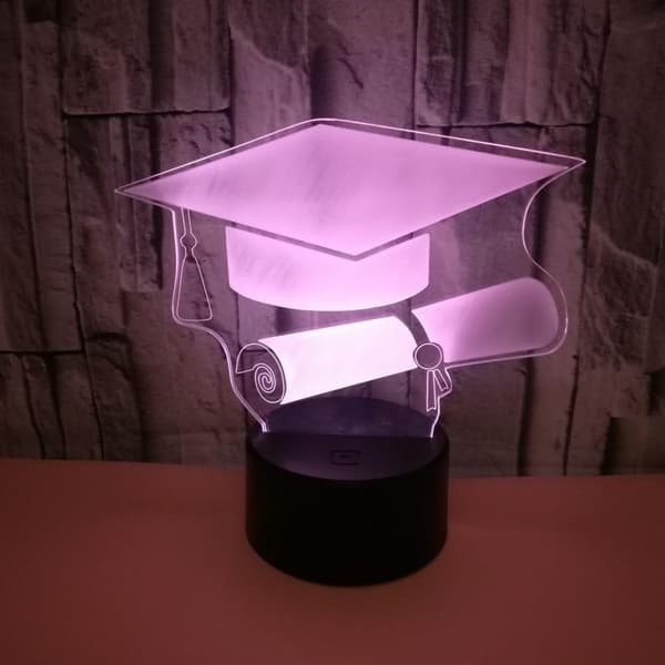 3D Bachelorhatt Nattlys USB Strøm Berøringsbryter LED Dec