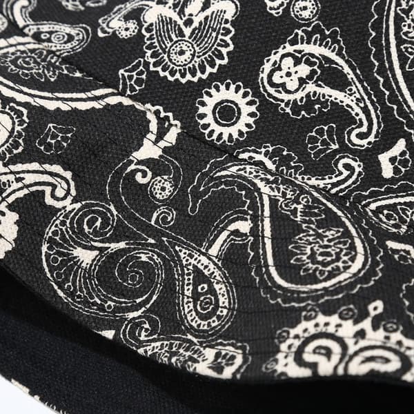 Unisex Cashew Flower Pattern Print Bucket-Hat Double-Side-We Black