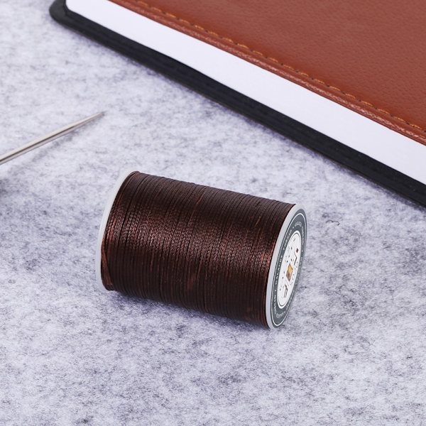 50m/Rulle 0,8mm DIY Hantverk Handsyning Sömnad Lädervaxad Tråd Polyester (Mörkbrun)