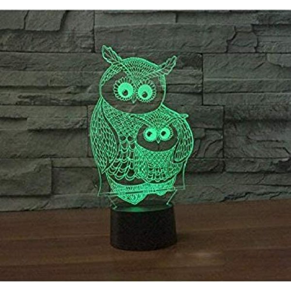 Kreativ 3D uggla nattlampa USB-ström fjärrkontroll touch S