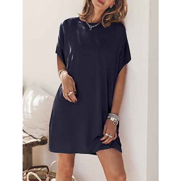 Dame Sommer T-shirt Kjole 2025 Strandferie Rejse Outfit Afslappet Simpel Blød Mini Sommerkjole Cover Up Tøj S
