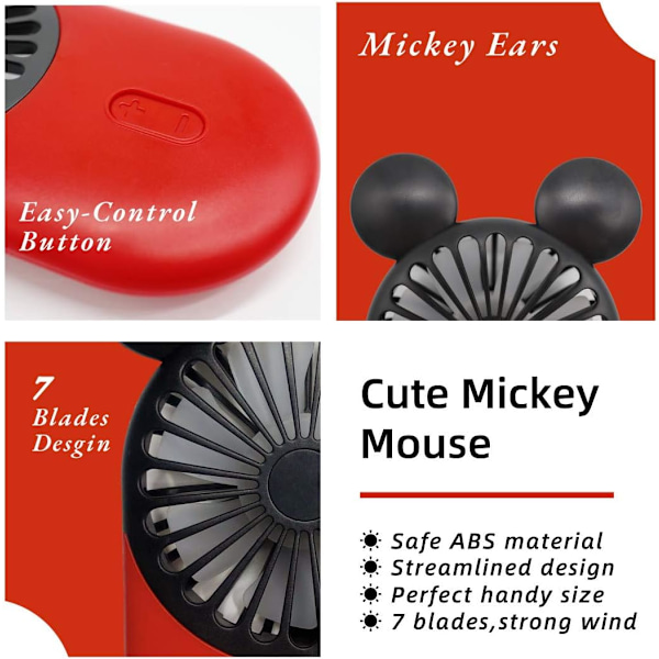 Sød Personlig Mini Ventilator, Håndholdt & Bærbar USB Genopladelig Ventilator med Smukt LED Lys, 3 Justerbare Hastigheder, Bærbar Holder, Per