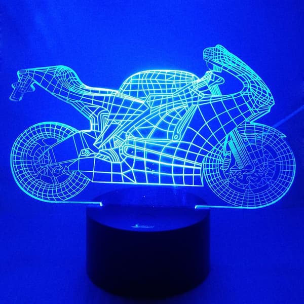 Motorcykel 3D Natlys LED Illusion Lampe Sengelampe Bordlampe